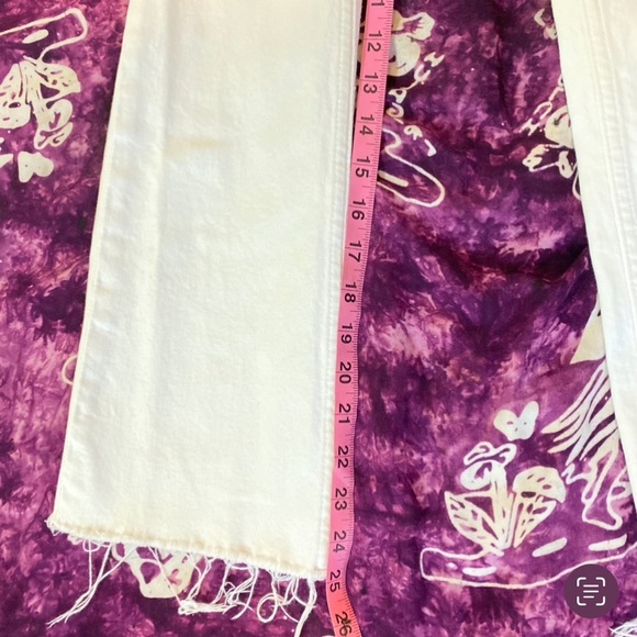 Zara raw hem ankle cropped straight leg white jeans, high waisted - Picture 7 of 7